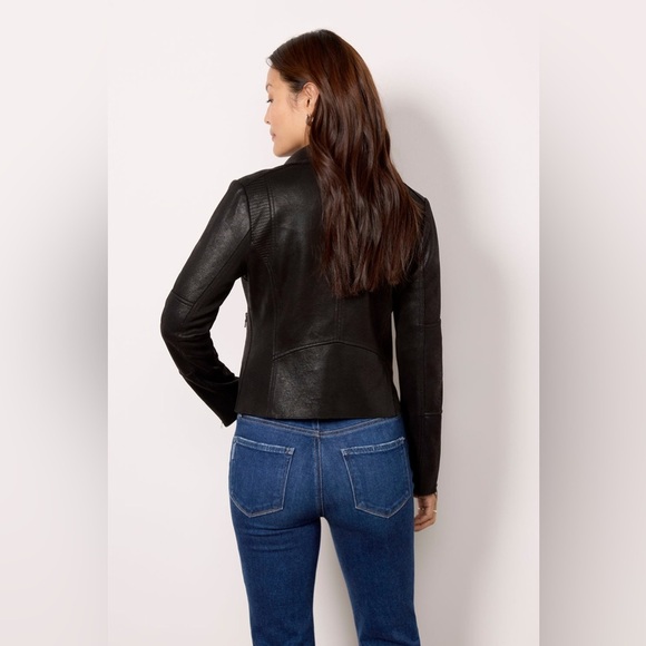 Evereve Marren Moto Jacket Faux Leather in Black Size Small Retail $158 - Picture 2 of 12